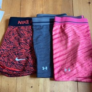 Workout spandex lot of 3 Nike pro and Under Armour
